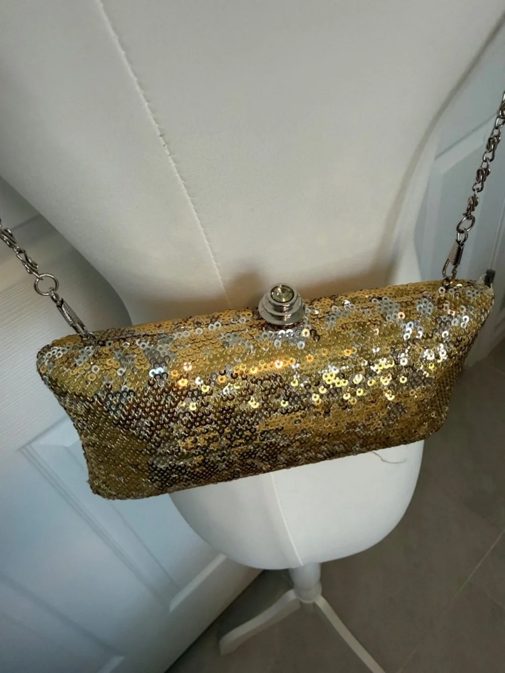 Boho Y2K Metallic Gold Sequin Clutch Shoulder purse festival evening bag wedding